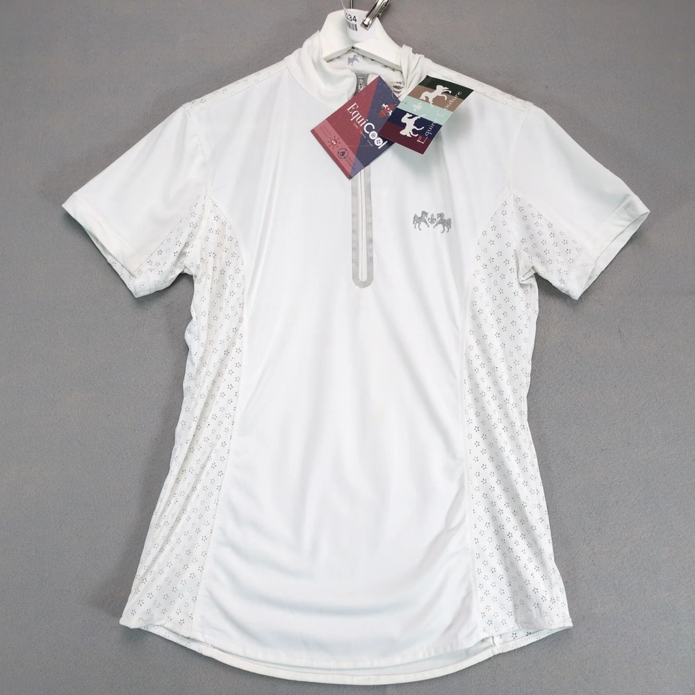 NWT Equine Couture White & Silver Show Shirt Women's M EquiCool Equestrian Sport